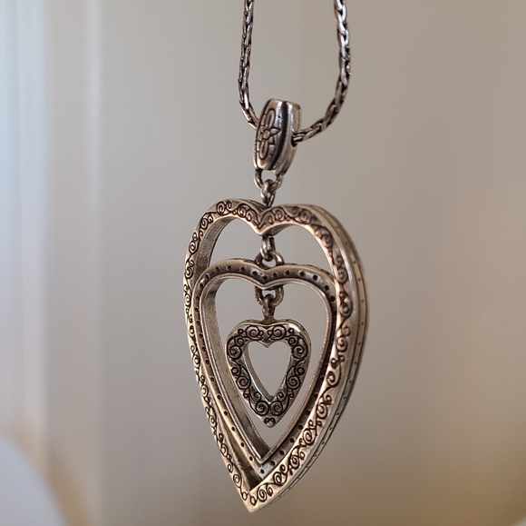 BRIGHTON SILVER TRIO HEART NECKLACE - Picture 2 of 2